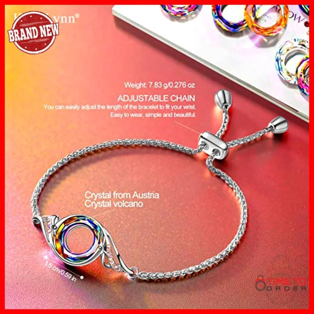 Adjustable Slider Crystal Bracelet Phoenix Charm Symbol of Luck Renewal Gift